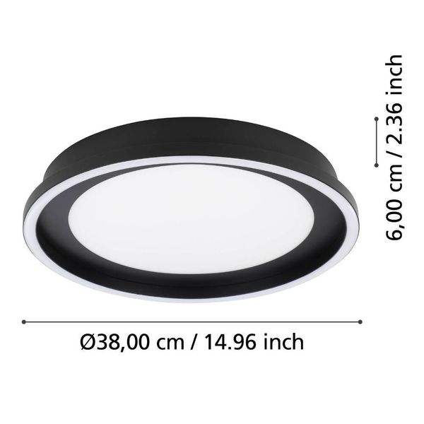 Eglo 900601 CALAGRANO LED Deckenleuchte 11,5W, 10W Ø380mm Schwarz Weiss Fernbedienung steuerbare Lichtfarbe dimmbar