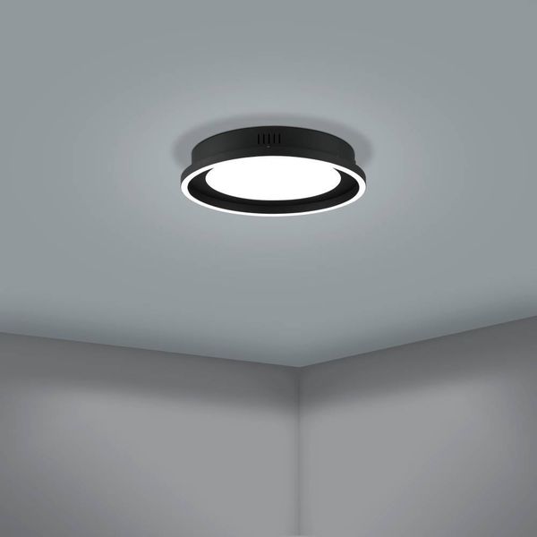Eglo 900601 CALAGRANO LED Deckenleuchte 11,5W, 10W Ø380mm Schwarz Weiss Fernbedienung steuerbare Lichtfarbe dimmbar