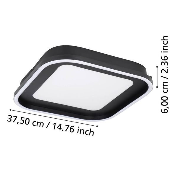 Eglo 900602 CALAGRANO LED Deckenleuchte 11W, 10W 375x375mm Schwarz Weiss Fernbedienung steuerbare Lichtfarbe dimmbar