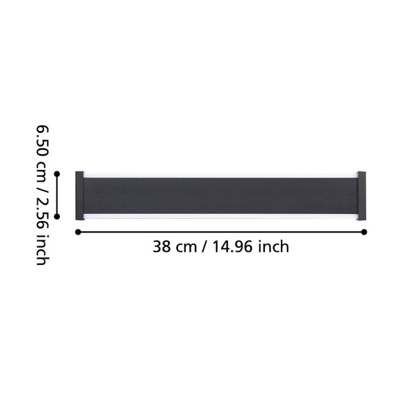 Eglo LED Außen-Wandleuchte Neviano 2-flammig 2x 3,7W warmweiss 3000K IP55 Schwarz Stahl 38x6,5cm 900676