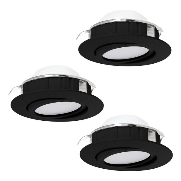 Eglo LED Einbauspot Pineda 3-flammig dimmbar 3x 5,5W warmweiss 3000K Schwarz Ø8cm 900749