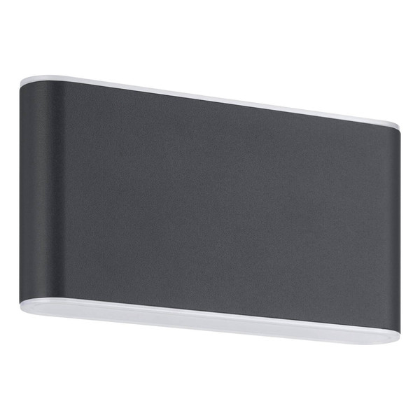Eglo LED Außen-Wandleuchte Grutti 2-flammig 2x 5,8W CCT warm-/neutral-/tageslichtweiss 3000/4000/6500K IP65 Anthrazit Transparent Aluminium 17,5x9cm 901026
