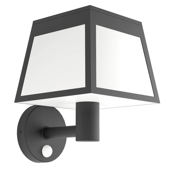 Eglo LED Solar-Wandleuchte Altilia 7,5W warmweiss 3000K Bewegungsmelder IP44 Schwarz mit Sensor 20x15,5cm 901073