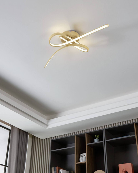 Eglo LED Deckenleuchte Selvina 2 20,5W warmweiss 3000K Hellbraun Stahl Aluminium 68x28cm 901103