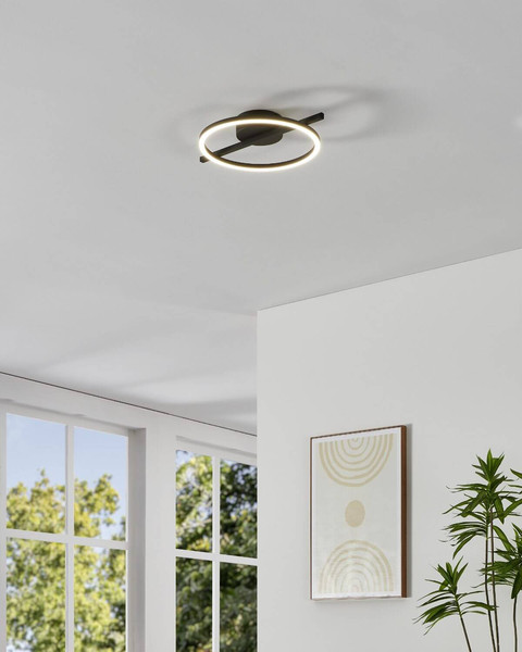 Eglo LED Deckenleuchte Amandolo dimmbar 17W RGB CCT warm-/tageslichtweiss 2700-6500K Schwarz Aluminium Stahl 40x30cm 901113