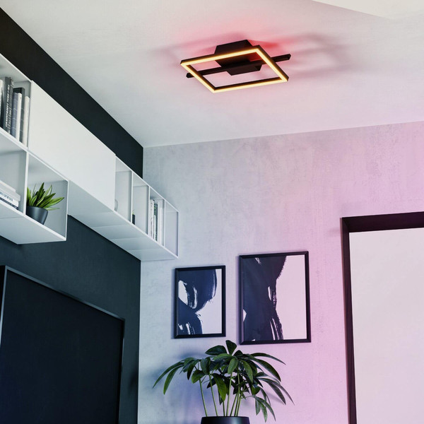 Eglo LED Deckenleuchte Amandolo dimmbar 17W RGB CCT warm-/tageslichtweiss 2700-6500K Schwarz Aluminium Stahl 40x20cm 901115