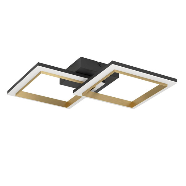 Eglo LED Deckenleuchte Calliera dimmbar 18,4W neutralweiss 4000K Schwarz Messing Stahl 52,5x31cm 901225