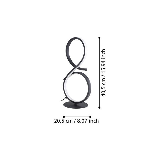 Eglo LED Tischleuchte Serpins 11,4W warmweiss 3000K Schwarz Aluminium Stahl 40,5x20,5cm 901269