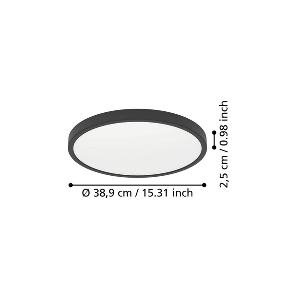 Eglo LED Aufbauleuchte Fueva 6 17W CCT warm-/neutral-/tageslichtweiss 2700/4000/6500K Schwarz Ø39cm 901301