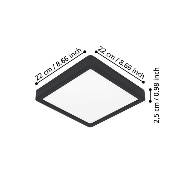 Eglo LED Aufbauleuchte Fueva 6 10,5W CCT warm-/neutral-/tageslichtweiss 2700/4000/6500K Schwarz 22x22cm 901303