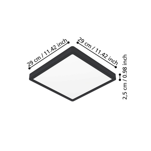 Eglo LED Aufbauleuchte Fueva 6 13W CCT warm-/neutral-/tageslichtweiss 2700/4000/6500K Schwarz 29x29cm 901304