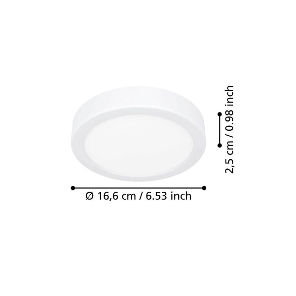 Eglo LED Aufbauleuchte Fueva 6 7,5W CCT warm-/neutral-/tageslichtweiss 2700/4000/6500K Weiss Ø17cm 901306