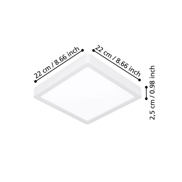 Eglo LED Aufbauleuchte Fueva 6 10,5W CCT warm-/neutral-/tageslichtweiss 2700/4000/6500K Weiss 22x22cm 901312