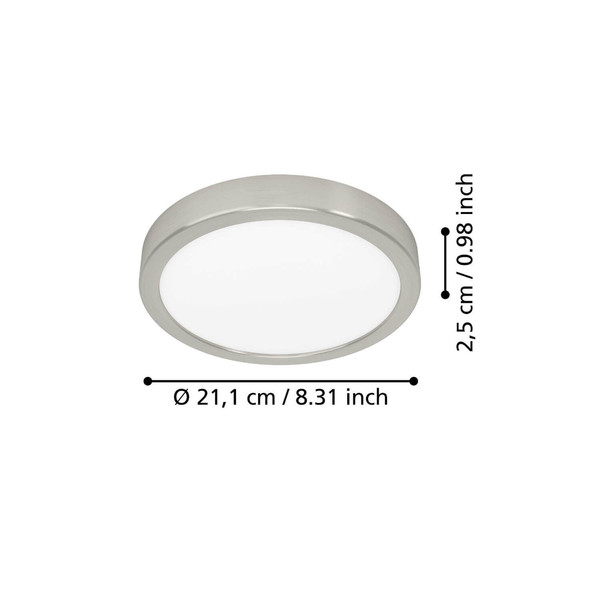 Eglo LED Aufbauleuchte Fueva 6 11,5W CCT warm-/neutral-/tageslichtweiss 2700/4000/6500K Nickel-matt Stahl Ø21cm 901316