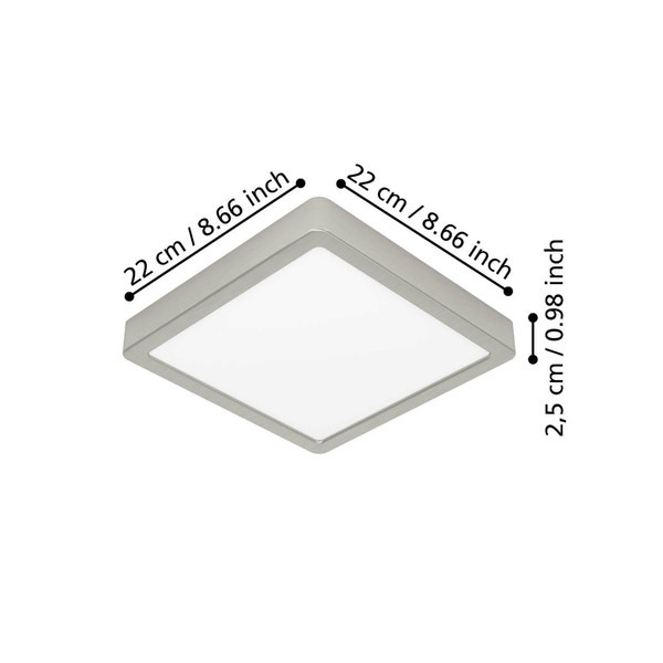 Eglo LED Aufbauleuchte Fueva 6 10,5W CCT warm-/neutral-/tageslichtweiss 2700/4000/6500K Nickel-matt Stahl 22x22cm 901321