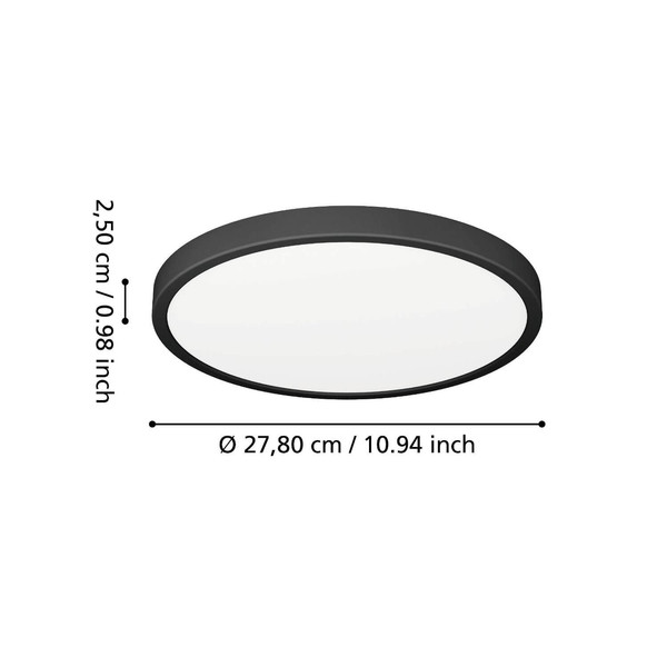 Eglo LED Aufbauleuchte Fueva 6 14,2W CCT warm-/neutral-/tageslichtweiss 2700/4000/6500K IP44 Schwarz Ø28cm 901326