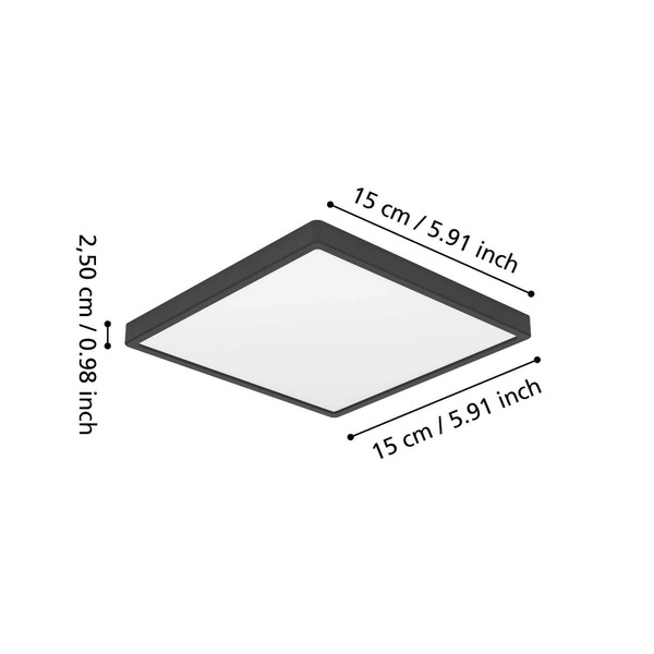 Eglo LED Aufbauleuchte Fueva 6 7W CCT warm-/neutral-/tageslichtweiss 2700/4000/6500K IP44 Schwarz 15x15cm 901328