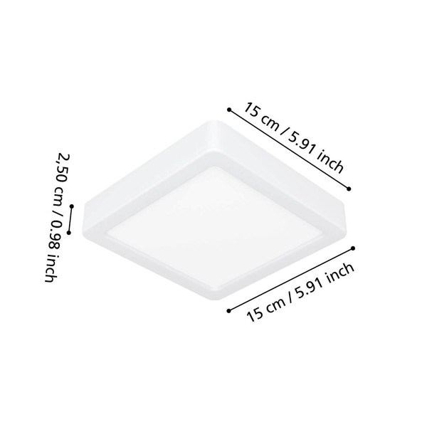 Eglo LED Aufbauleuchte Fueva 6 7W CCT warm-/neutral-/tageslichtweiss 2700/4000/6500K IP44 Weiss 15x15cm 901335