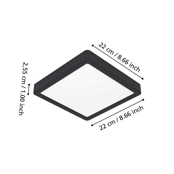 Eglo LED Aufbauleuchte Fueva 6-Z Smart dimmbar 10,5W RGB CCT warm-/tageslichtweiss 2700-6500K Zigbee IP44 Schwarz 22x22cm 901374