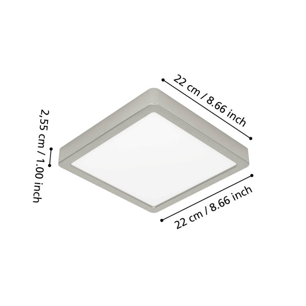 Eglo LED Aufbauleuchte Fueva 6-Z Smart dimmbar 10,5W RGB CCT warm-/tageslichtweiss 2700-6500K Zigbee IP44 Nickel-matt Stahl 22x22cm 901383