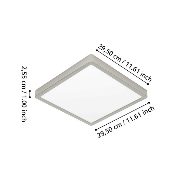 Eglo LED Aufbauleuchte Fueva 6-Z Smart dimmbar 13,5W RGB CCT warm-/tageslichtweiss 2700-6500K Zigbee IP44 Nickel-matt Stahl 29,5x29,5cm 901384