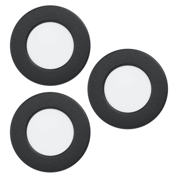 Eglo LED Einbauleuchte Fueva 6 3-flammig 3x 3,7W CCT warm-/neutral-/tageslichtweiss 2700/4000/6500K Schwarz Ø9cm 901385