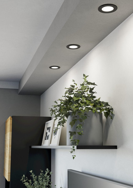 Eglo LED Einbauleuchte Fueva 6 3-flammig 3x 3,7W CCT warm-/neutral-/tageslichtweiss 2700/4000/6500K Schwarz Ø9cm 901385
