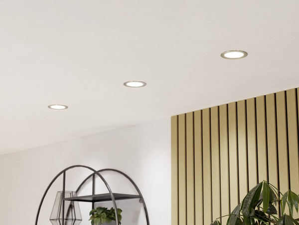 Eglo LED Einbauleuchte Fueva 6-Z Smart dimmbar 5W RGB CCT warm-/tageslichtweiss 2700-6500K Zigbee IP44 Nickel-matt Ø12cm 901435