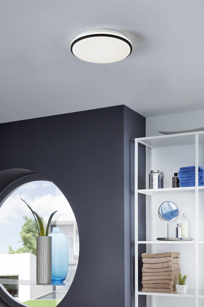 Eglo LED Deckenleuchte Margidore 18W CCT warm-/neutral-/tageslichtweiss 3000/4000/6500K IP54 Weiss Schwarz Stahl Ø34cm 901529
