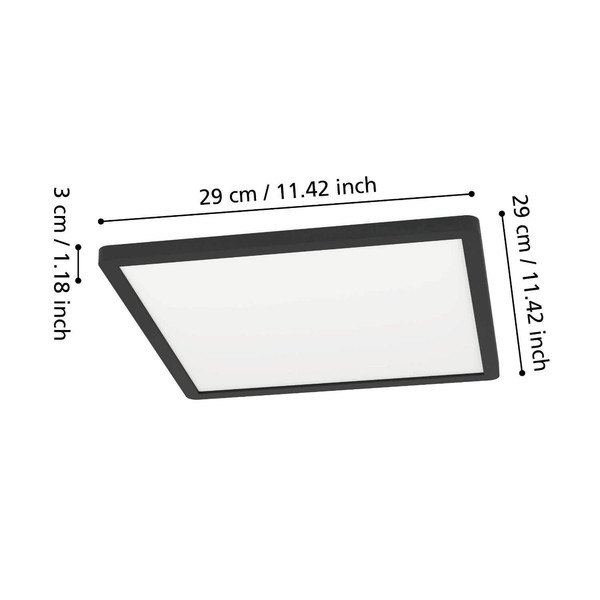 Eglo LED Deckenleuchte Minerario 16,4W warmweiss 3000K IP54 Schwarz 29x29cm 901574