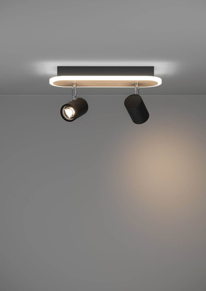 Eglo LED Deckenstrahler Rimbocchi 12W warmweiss 3000K Schwarz Braun Satiniert Stahl 34x15cm 901632