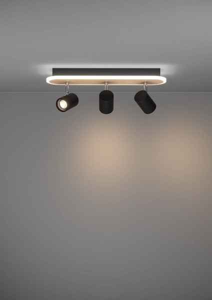Eglo LED Deckenstrahler Rimbocchi 20W warmweiss 3000K Schwarz Braun Satiniert Stahl 46x15cm 901633