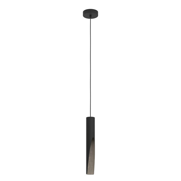 Eglo LED Pendelleuchte Barbotto GU10 4,5W warmweiss 3000K Schwarz Braun Stahl Holz Ø6cm 901732