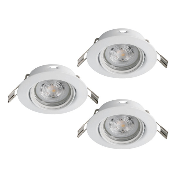 Eglo LED Einbauspot Favazzina 3-flammig GU10 3x 4W warmweiss 2700K Weiss Stahl Ø9cm 901756