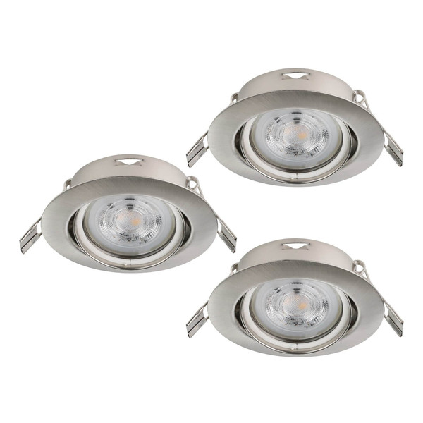 Eglo LED Einbauspot Favazzina 3-flammig GU10 3x 4W warmweiss 2700K Nickel-matt Stahl Ø9cm 901757