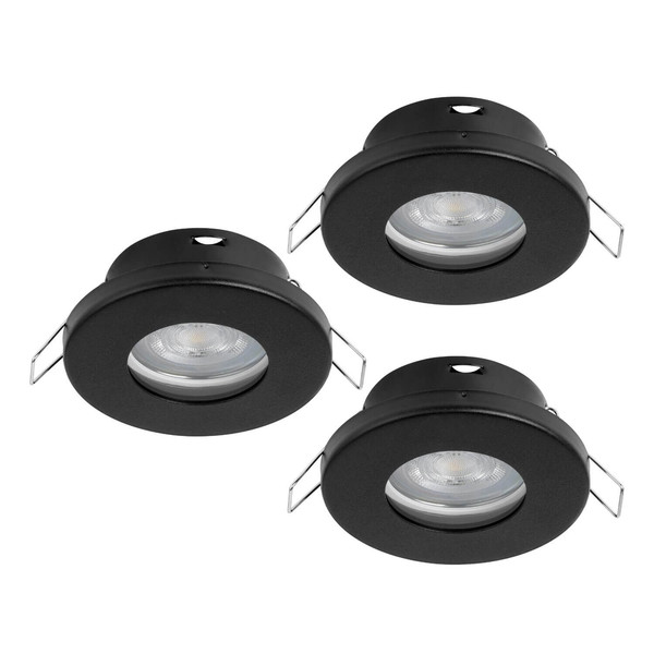 Eglo LED Einbauspot Favazzina 3-flammig GU10 3x 4W warmweiss 2700K IP44 Schwarz Klar Stahl Glas Ø8,5cm 901758