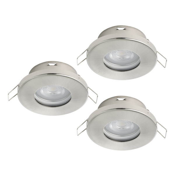 Eglo LED Einbauspot Favazzina 3-flammig GU10 3x 4W warmweiss 2700K IP44 Nickel-matt Klar Stahl Glas Ø8,5cm 901761