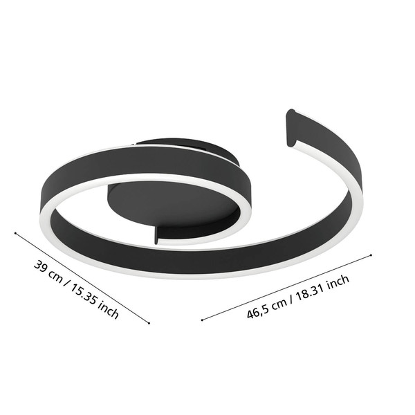 Eglo LED Deckenleuchte Andabaia-Z Smart dimmbar 37W CCT warm-/tageslichtweiss 3000-6500K Zigbee Schwarz Aluminium Stahl 46,5x39cm 901888