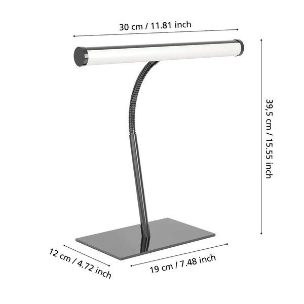 Eglo LED Tischleuchte Riccione dimmbar 5W CCT warm-/neutral-/tageslichtweiss 2700/4000/6500K Nickel-nero Stahl Aluminium 39,5x30cm 901981