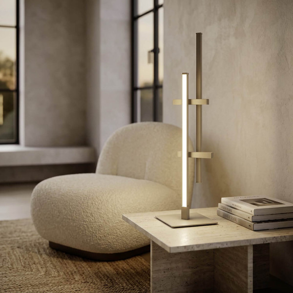 Eglo LED Tischleuchte Trepiliano 6,5W warmweiss 3000K Sandfarben Aluminium Stahl 47x12cm 902143
