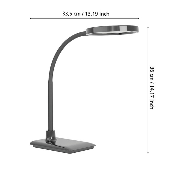 Eglo LED Tischleuchte Lauro dimmbar 5,5W CCT warm-/neutral-/tageslichtweiss 2700/4000/6500K Schwarz 36x33,5cm 902175