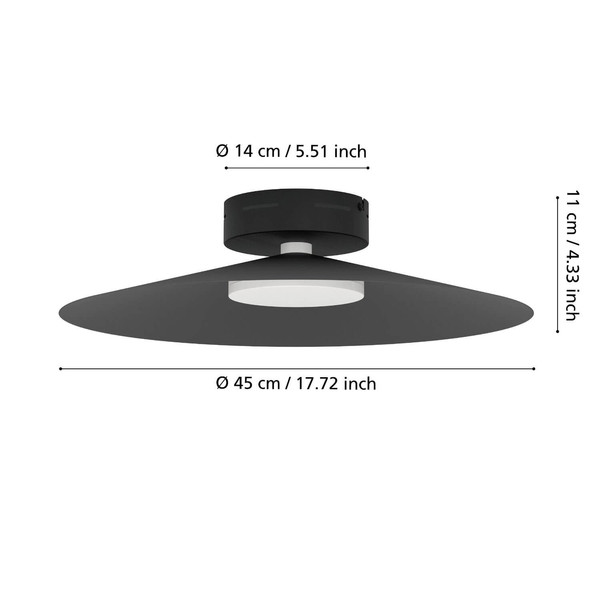 Eglo LED Deckenleuchte Conomavilla-Z Smart dimmbar 15,5W RGB CCT warm-/tageslichtweiss 2700-6500K Zigbee Schwarz Stahl Ø45cm 902182