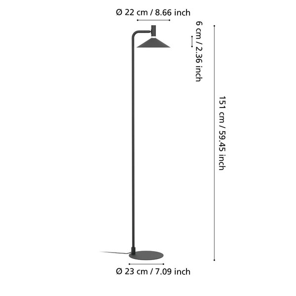 Eglo LED Stehleuchte Conomavilla-Z Smart dimmbar 7,5W RGB CCT warm-/tageslichtweiss 2700-6500K Zigbee Schwarz Stahl 151cm 902186