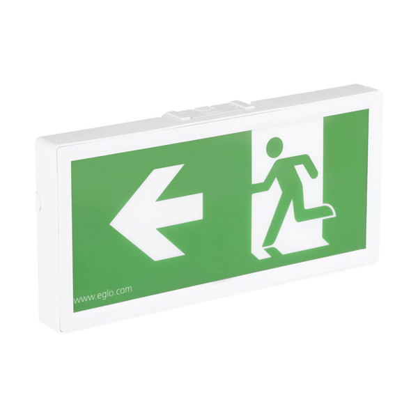 Eglo LED Notleuchte Exit C 0,19W tageslichtweiss 6000K Weiss Transparent Aluminium 27x13cm 902204