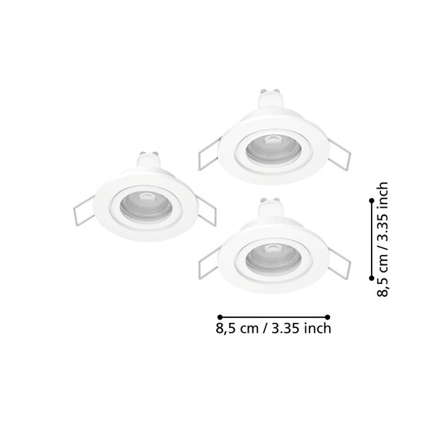 Eglo LED Einbauspot Barranco 3-flammig GU10 3x 4,5W warmweiss 3000K IP44 Weiss Ø8cm 902235