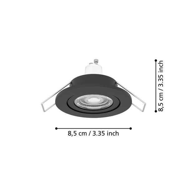 Eglo LED Einbauspot Barranco GU10 4,5W warmweiss 3000K IP44 Schwarz Ø8cm 902236