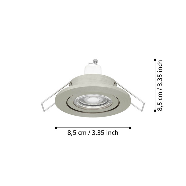 Eglo LED Einbauspot Barranco GU10 4,5W warmweiss 3000K IP44 Nickel-matt Ø8cm 902238