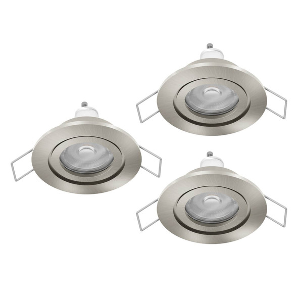Eglo LED Einbauspot Barranco 3-flammig GU10 3x 4,5W warmweiss 3000K IP44 Nickel-matt Ø8cm 902239