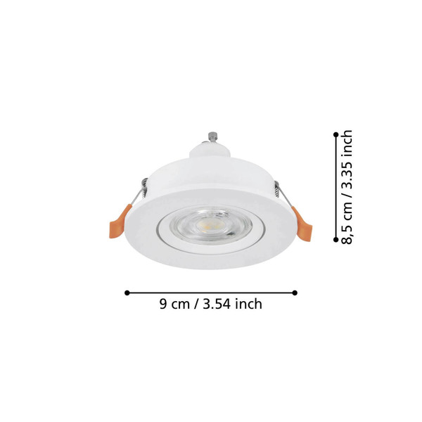 Eglo LED Einbauspot Barranco GU10 4,5W warmweiss 3000K Weiss Ø9cm 902241