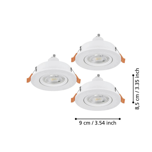 Eglo LED Einbauspot Barranco 3-flammig GU10 3x 4,5W warmweiss 3000K Weiss Ø9cm 902242